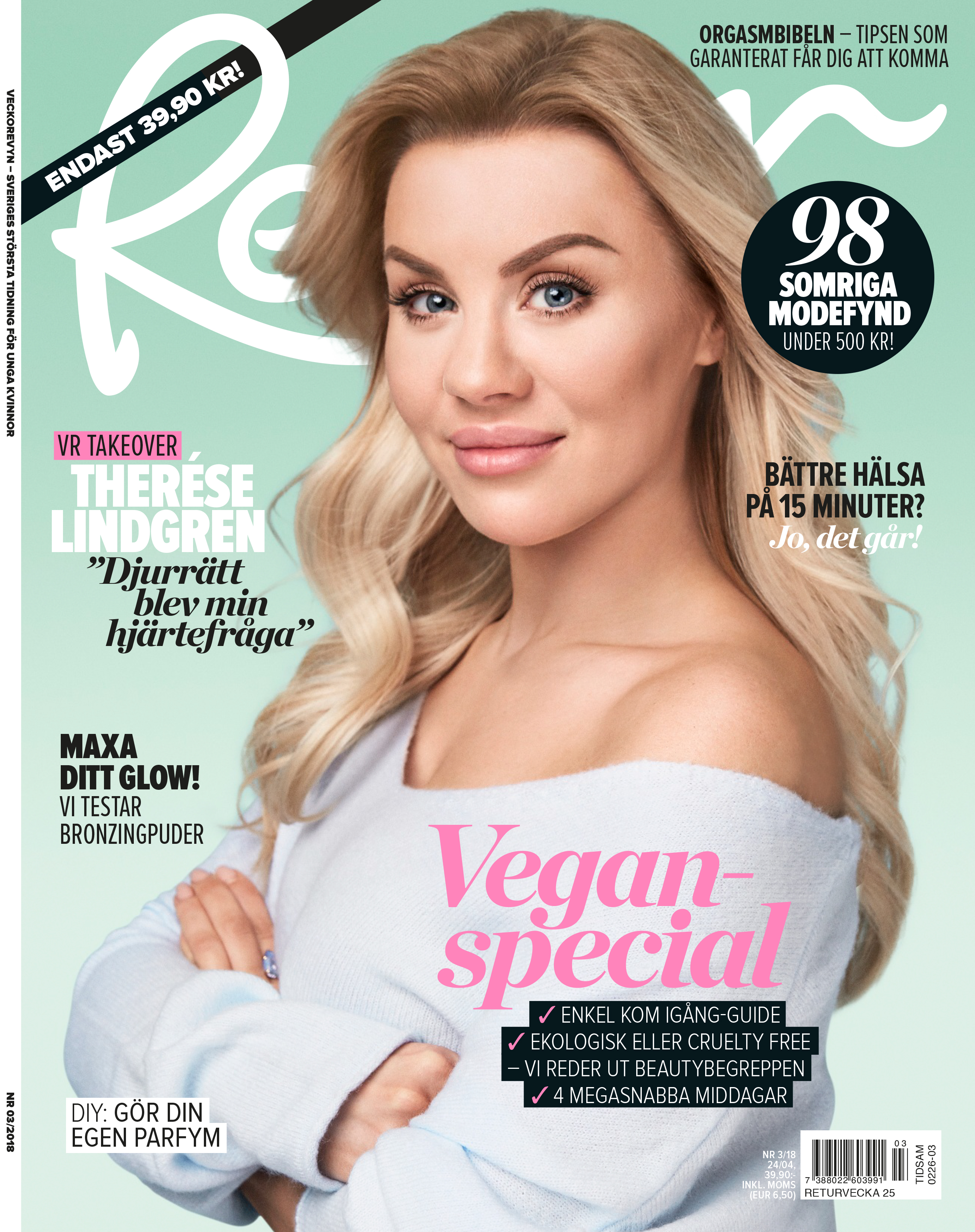 Bild på veckorevyn med Therese Lindgren på framsidan.