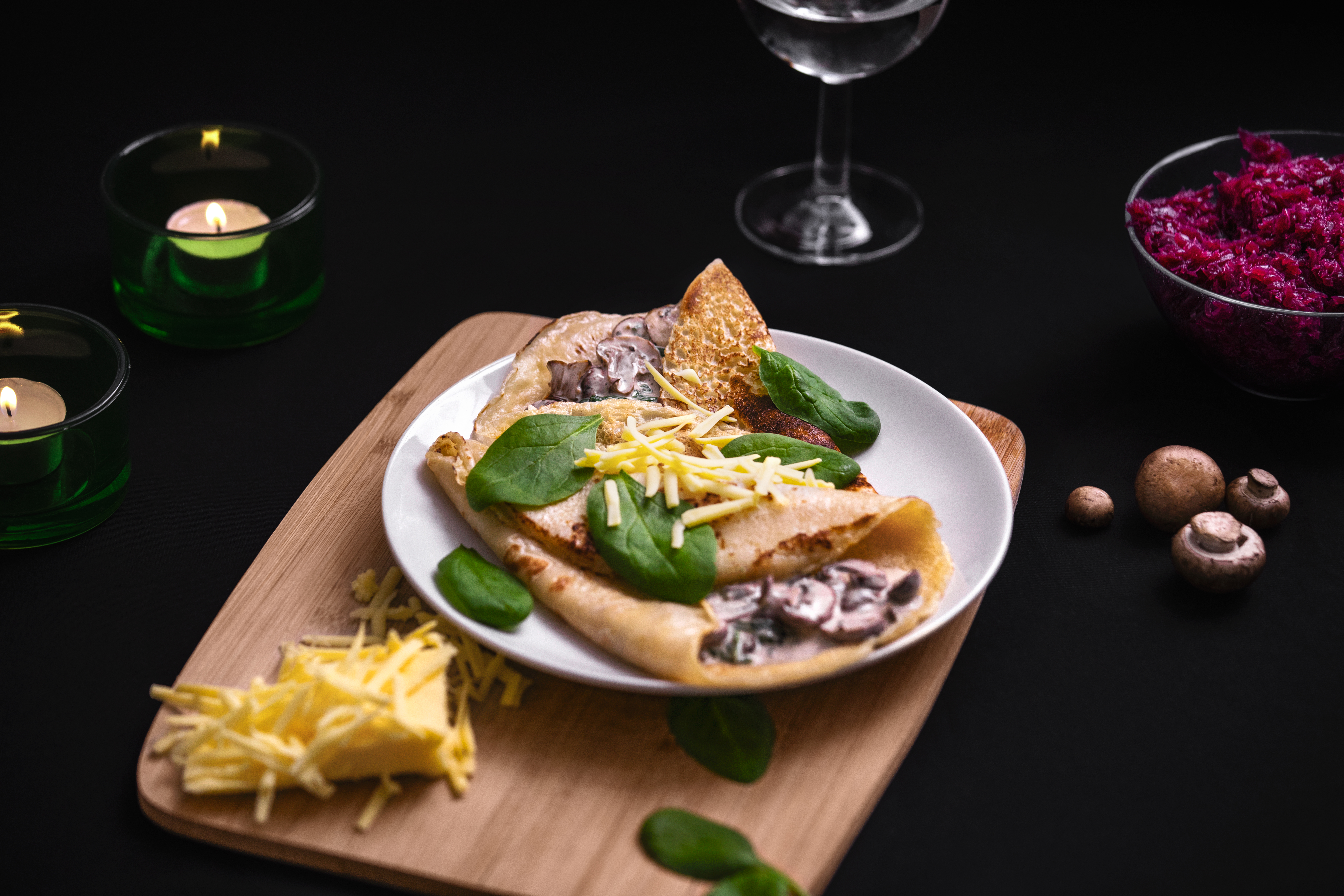 Veganska svampfyllda crêpes