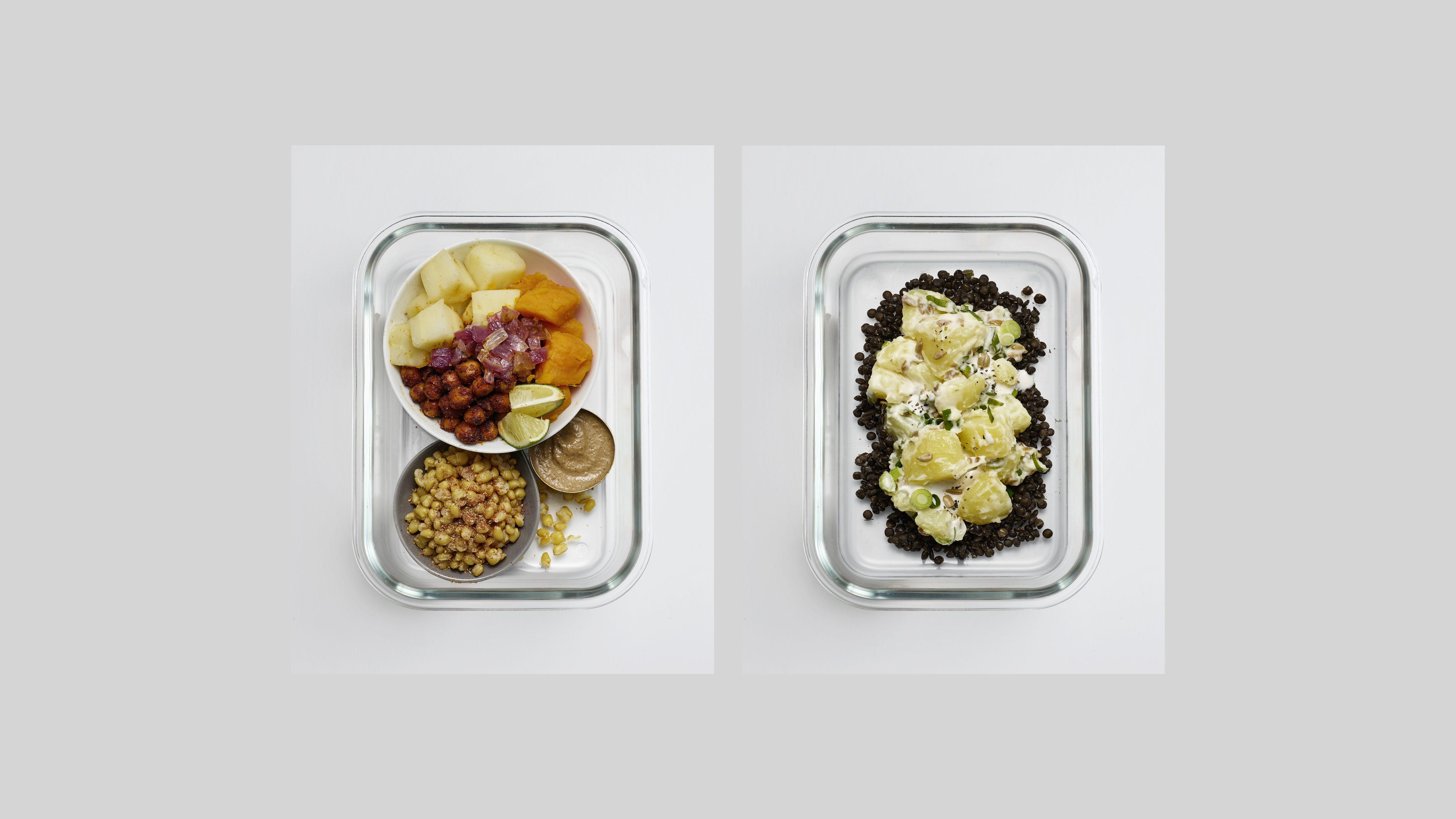 Två olika veganska matlådor