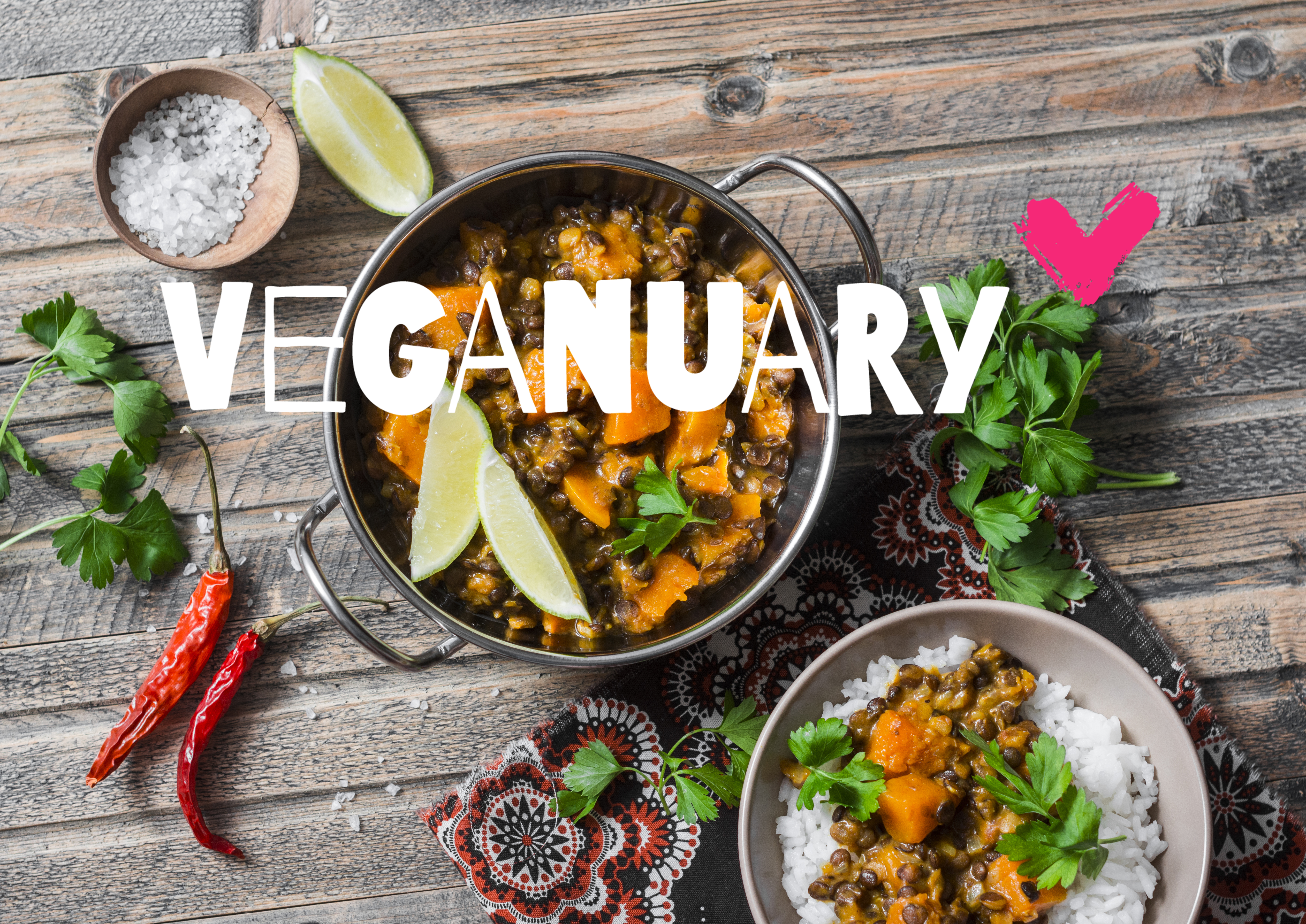 Vegansk currygryta med Veganuary loggan på