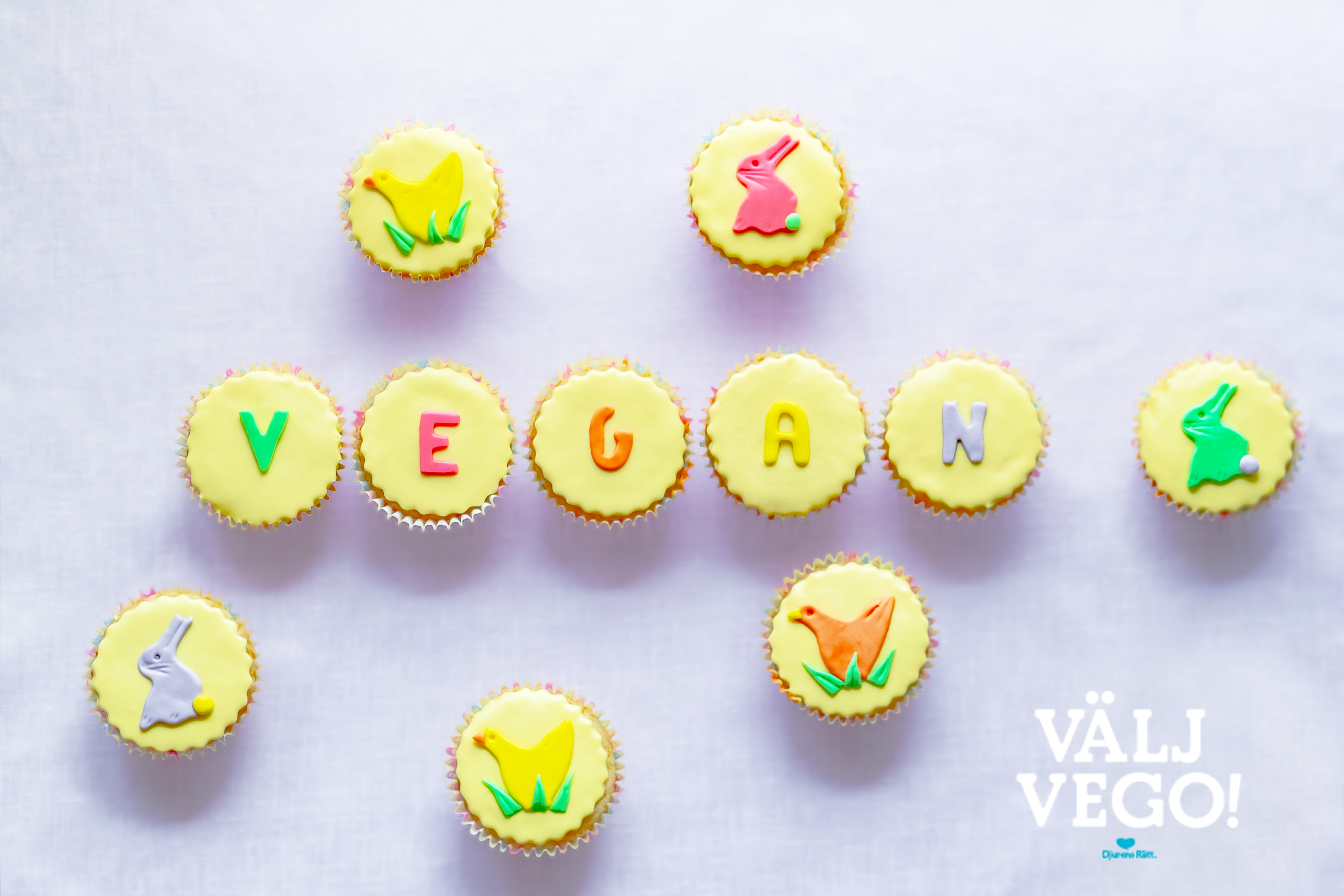 veganska muffins i pastellfärger