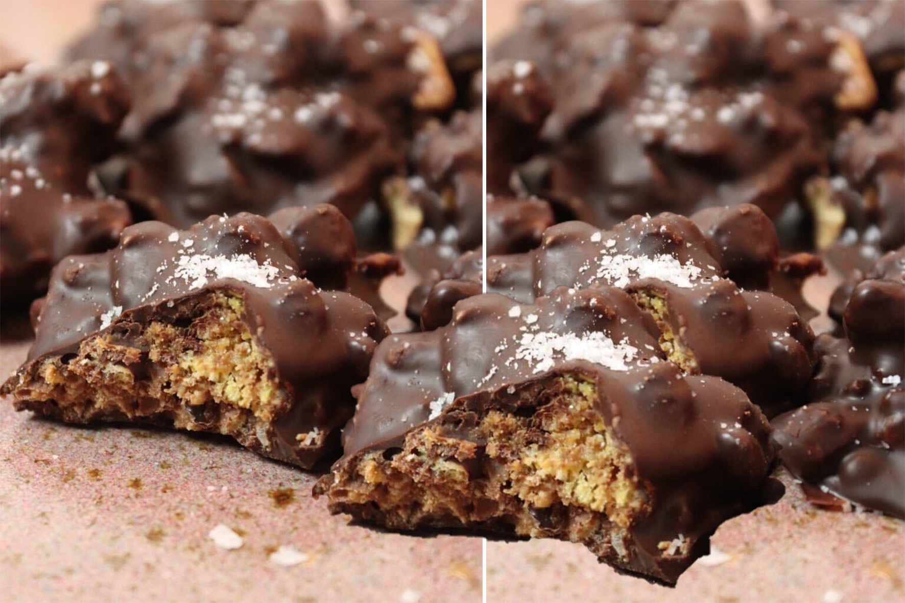 Krispiga choklad och jordnötsbites