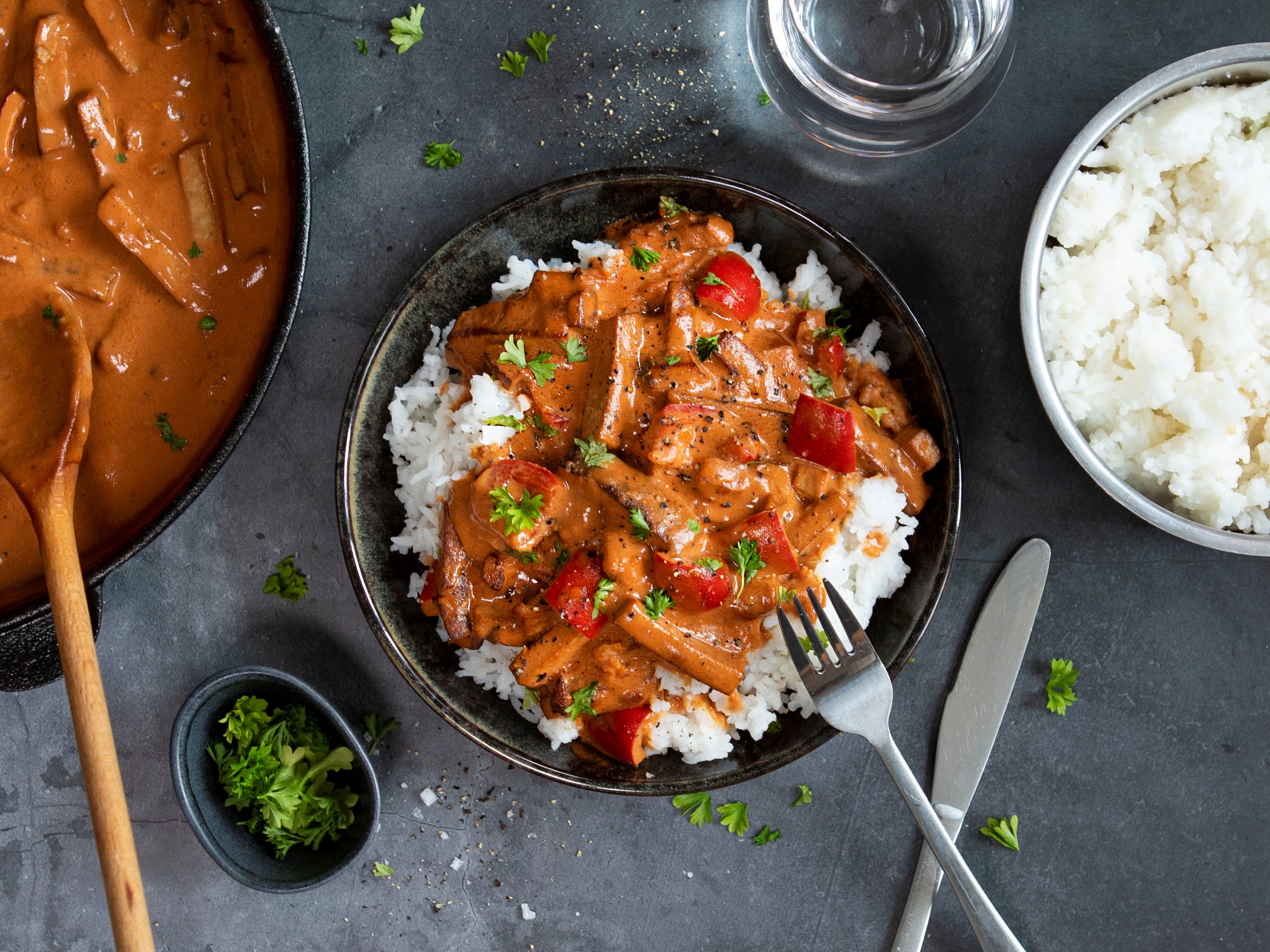 Vegansk stroganoff med tofu från YiPin