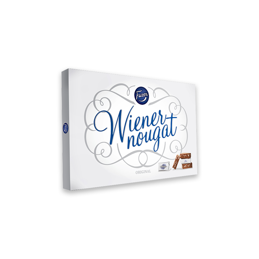 Vit chokladask mot en vit bakgrund