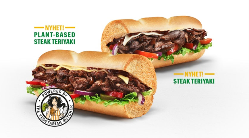 Två teryakisubs från Subway mot en vit bakgrund