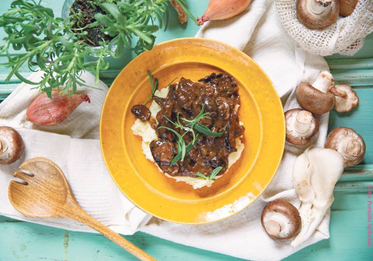 Vegansk champignon au vin