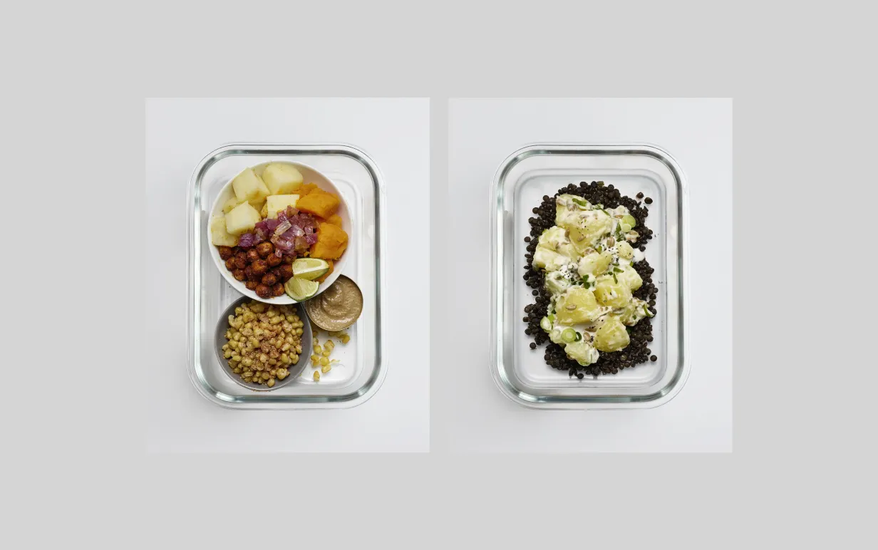 Två olika veganska matlådor