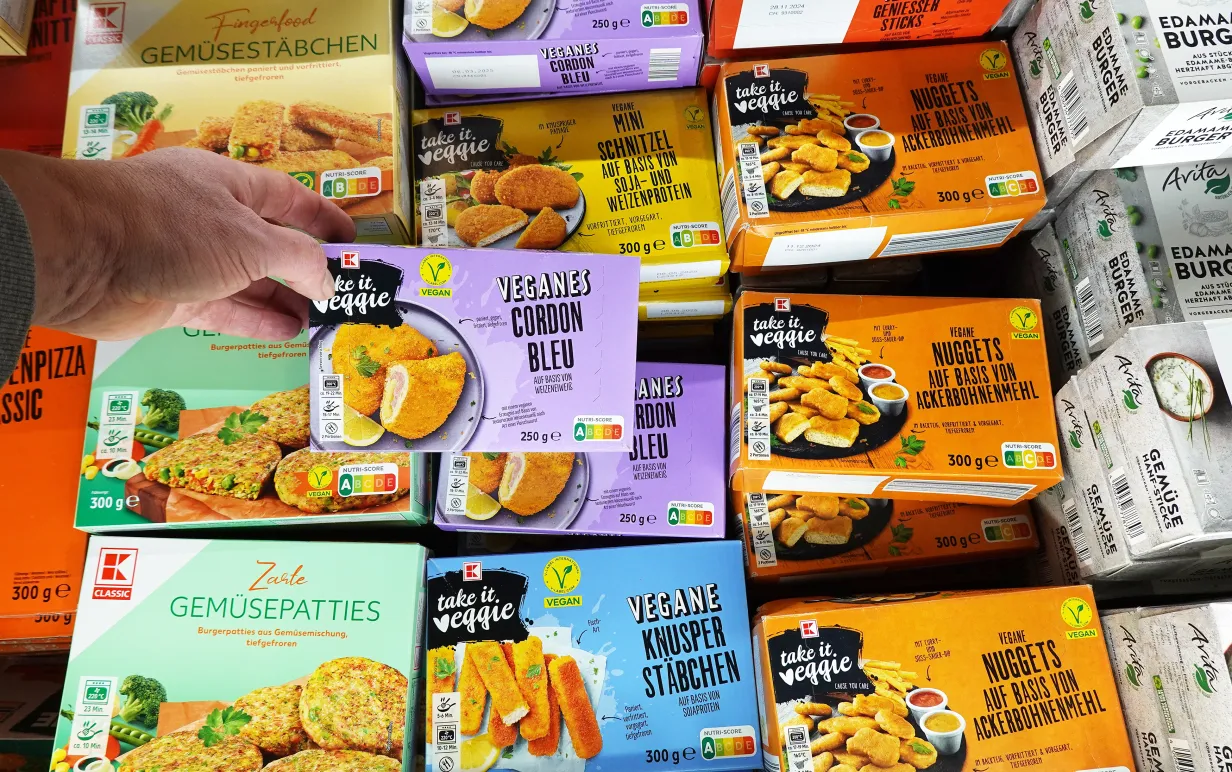 Freezer with packaged frozen pastries in a supermarket. Coppenrath &amp; Wiese is a German food company that is one of the largest frozen bakery products in Europe, own