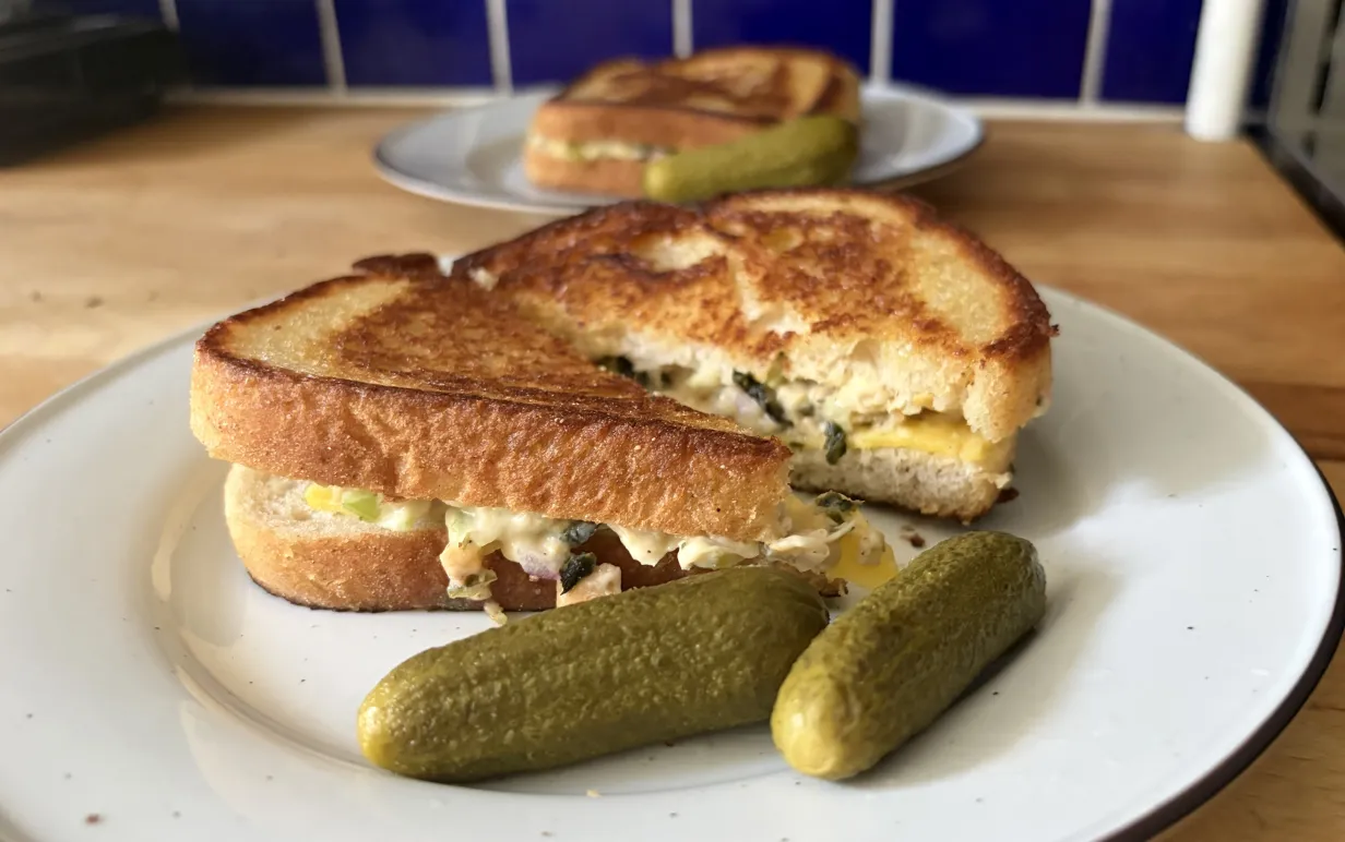 Vegansk tuna melt med pickles
