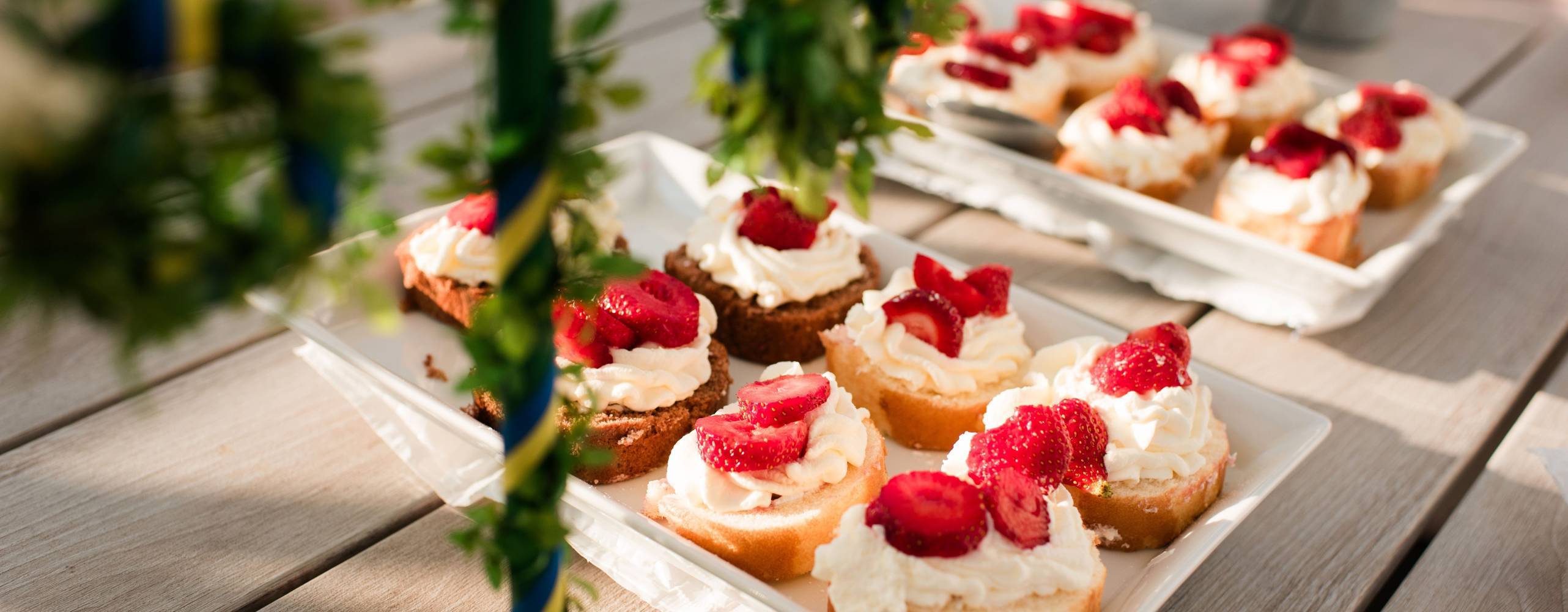 party food at a swedish midsommar party celebrating midsummer